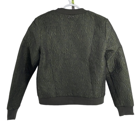 CHEVIGNON floral cardigan bomber jacket embossed metallic green academia sz sm - Picture 2 of 10